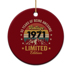 55th Birthday Ceramic Ornament Vintage 1971 Limited Edition Retro 55 Years Of Being Awesome Mountain TS11 1pc Red Print Your Wear