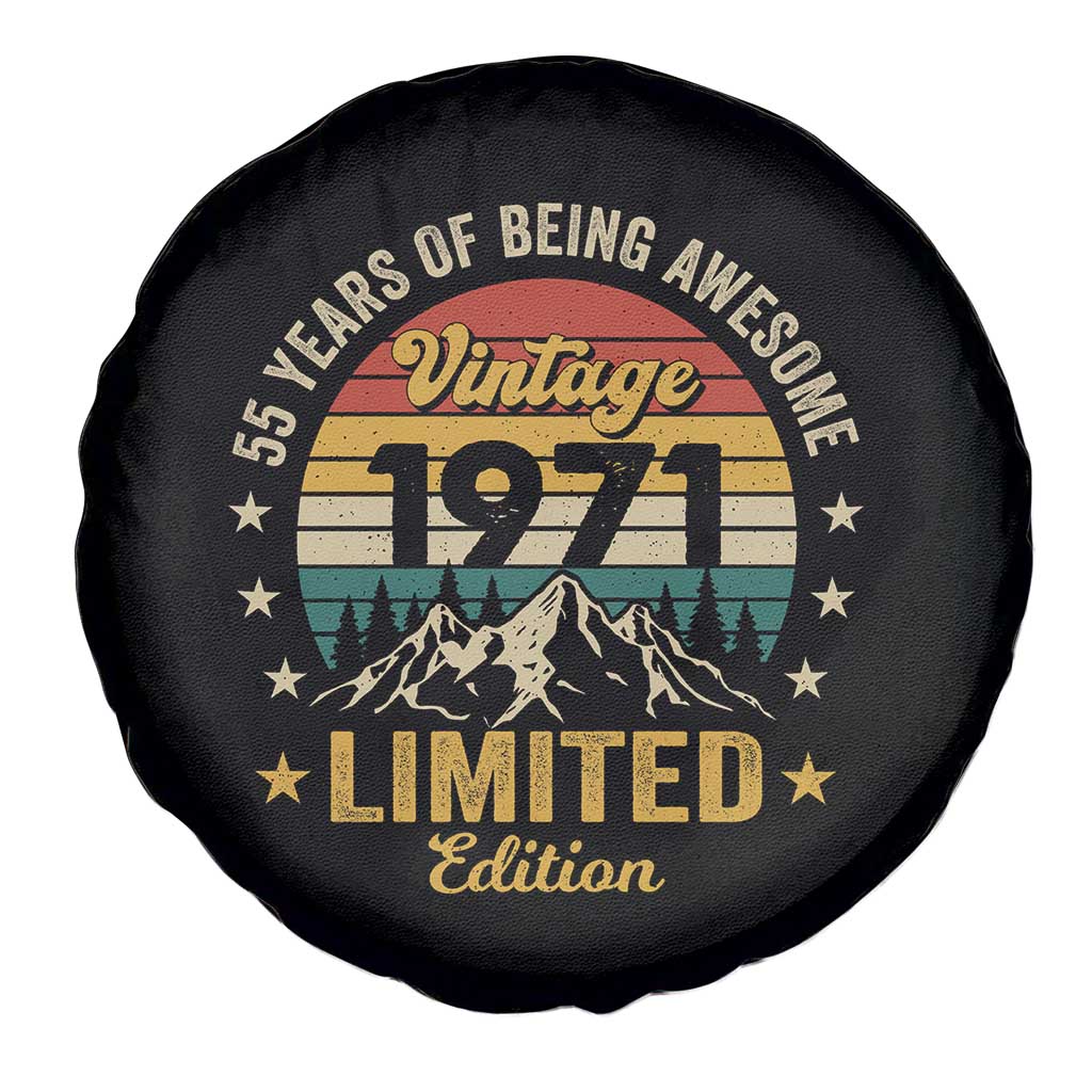 55th Birthday Spare Tire Cover Vintage 1971 Limited Edition Retro 55 Years Of Being Awesome Mountain TS11 Print Your Wear