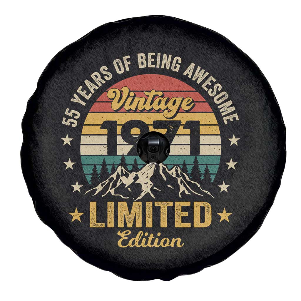 55th Birthday Spare Tire Cover Vintage 1971 Limited Edition Retro 55 Years Of Being Awesome Mountain TS11 Print Your Wear