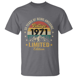 55th Birthday T Shirt Vintage 1971 Limited Edition Retro 55 Years Of Being Awesome Mountain TS11 Charcoal Print Your Wear