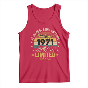 55th Birthday Tank Top Vintage 1971 Limited Edition Retro 55 Years Of Being Awesome Mountain TS11 Red Print Your Wear