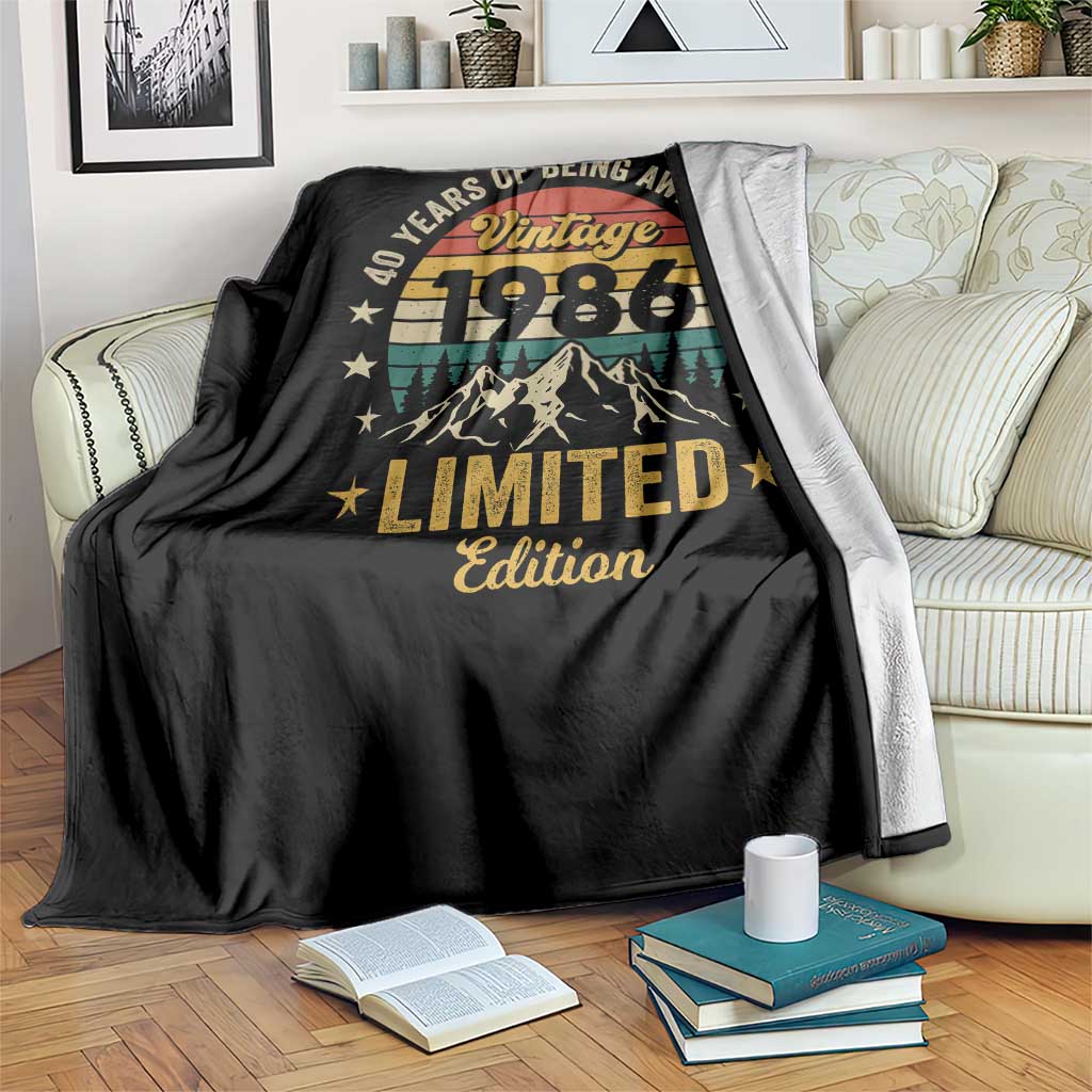 40th Birthday Throw Blanket Vintage 1986 Limited Edition Retro 40 Years Of Being Awesome Mountain TS11 Print Your Wear