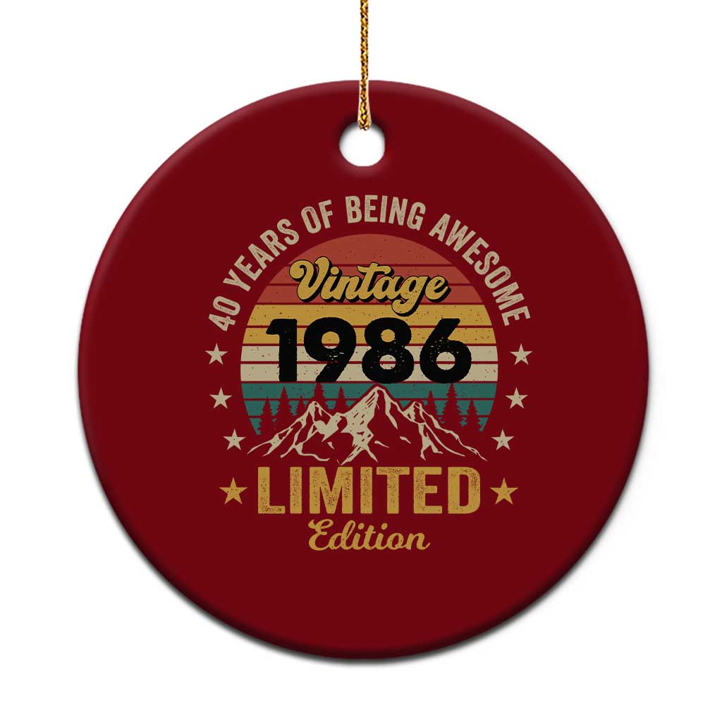 40th Birthday Ceramic Ornament Vintage 1986 Limited Edition Retro 40 Years Of Being Awesome Mountain TS11 1pc Red Print Your Wear