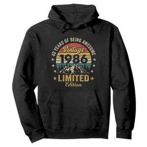 40th Birthday Hoodie Vintage 1986 Limited Edition Retro 40 Years Of Being Awesome Mountain TS11 Black Print Your Wear