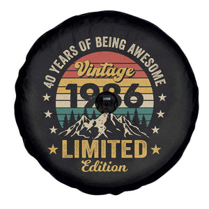 40th Birthday Spare Tire Cover Vintage 1986 Limited Edition Retro 40 Years Of Being Awesome Mountain TS11 Print Your Wear