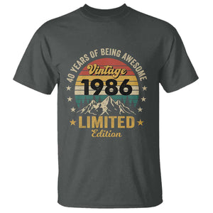 40th Birthday – Vintage 1986 Retro Mountain T-Shirt – 40 Years of Being Awesome TS11 Dark Heather Print Your Wear
