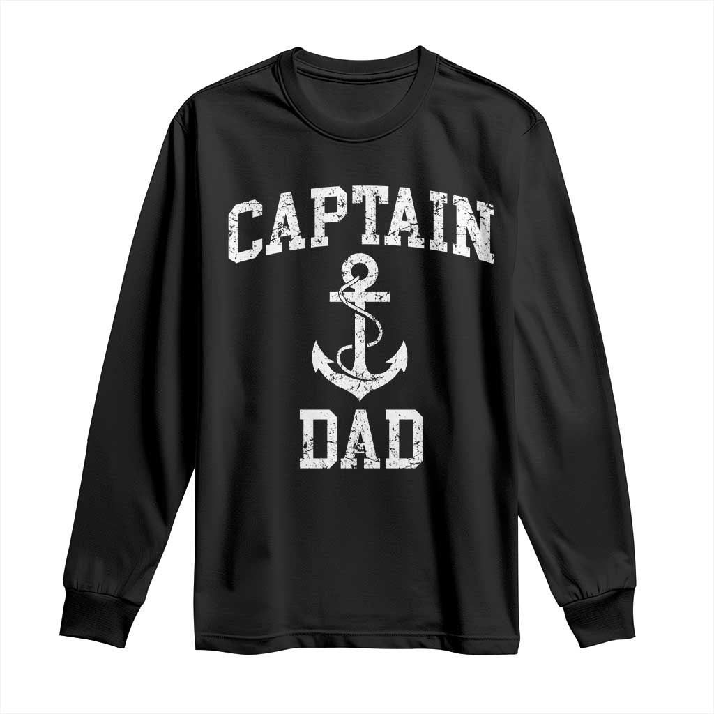 Captain Dad Long Sleeve Shirt Boat Pontoon Father Fishing Sailor