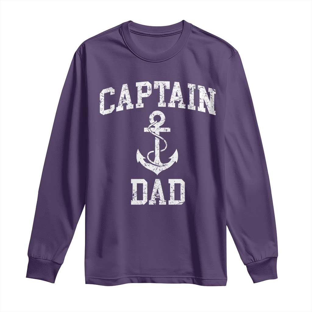 Captain Dad Long Sleeve Shirt Boat Pontoon Father Fishing Sailor TS11 Purple Print Your Wear