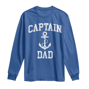 Captain Dad Long Sleeve Shirt Boat Pontoon Father Fishing Sailor TS11 Royal Blue Print Your Wear