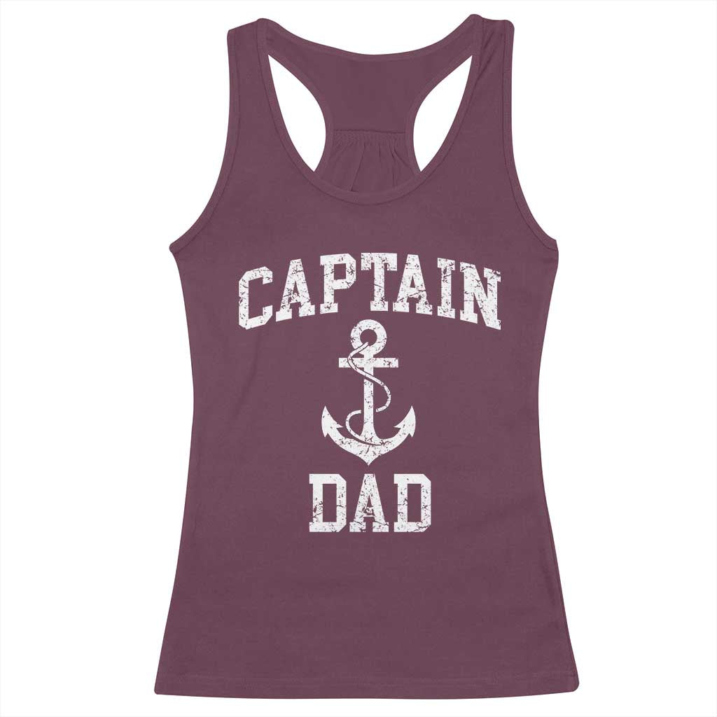 Captain Dad Racerback Tank Top Boat Pontoon Father Fishing Sailor TS11 Maroon Print Your Wear