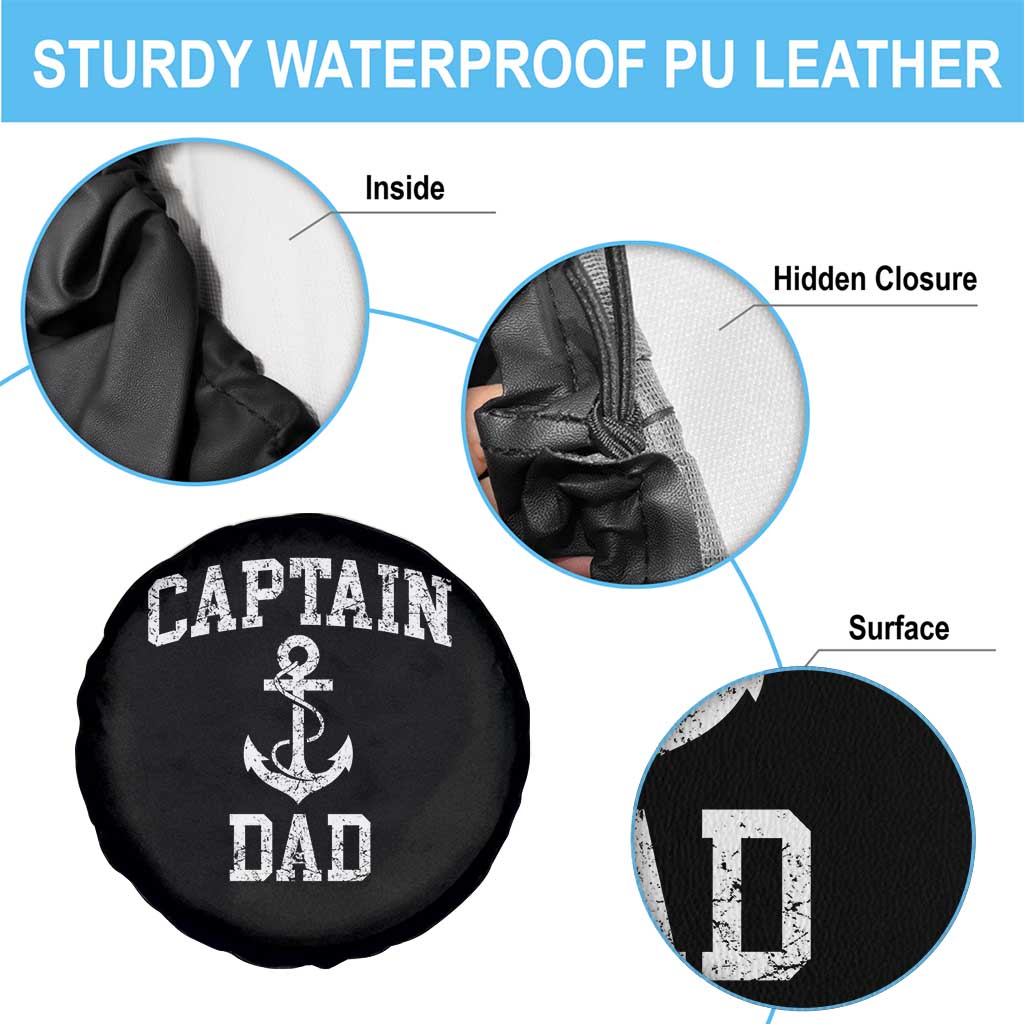 Captain Dad Spare Tire Cover Boat Pontoon Father Fishing Sailor TS11 Print Your Wear