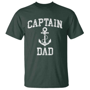 Captain Dad T Shirt Boat Pontoon Father Fishing Sailor TS11 Dark Forest Green Print Your Wear