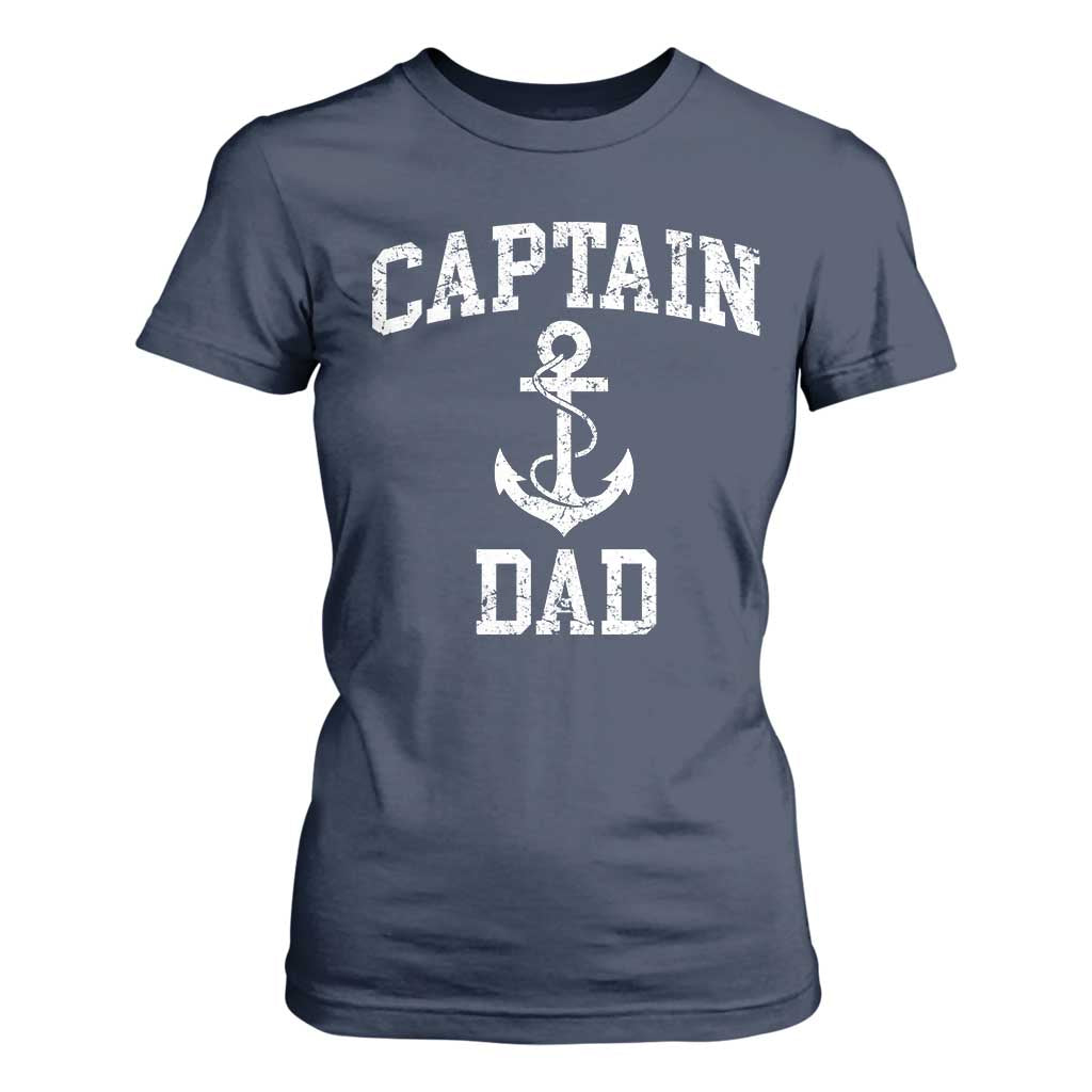 Captain Dad T Shirt For Women Boat Pontoon Father Fishing Sailor TS11 Navy Print Your Wear