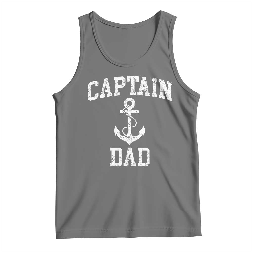 Captain Dad Tank Top Boat Pontoon Father Fishing Sailor TS11 Black Heather Print Your Wear