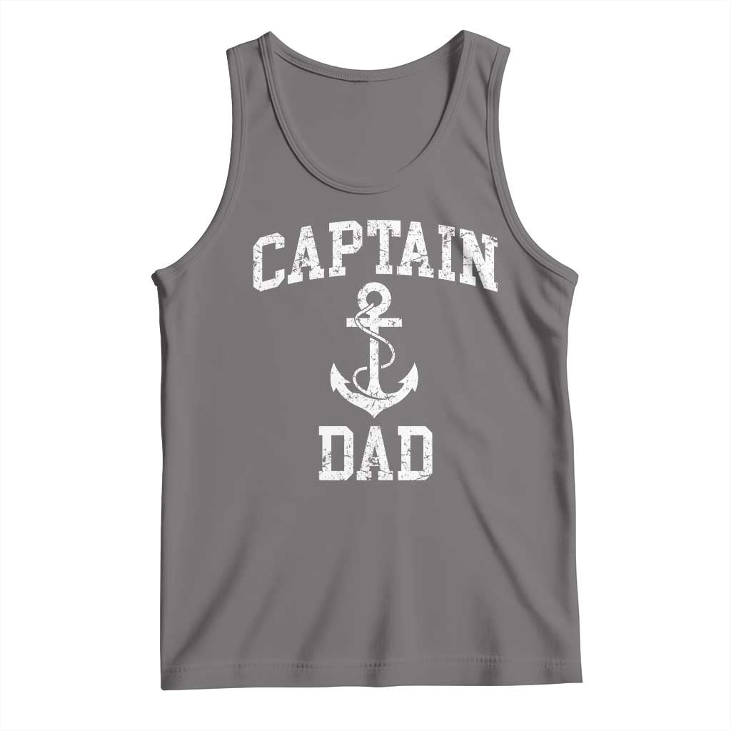 Captain Dad Tank Top Boat Pontoon Father Fishing Sailor TS11 Deep Heather Print Your Wear
