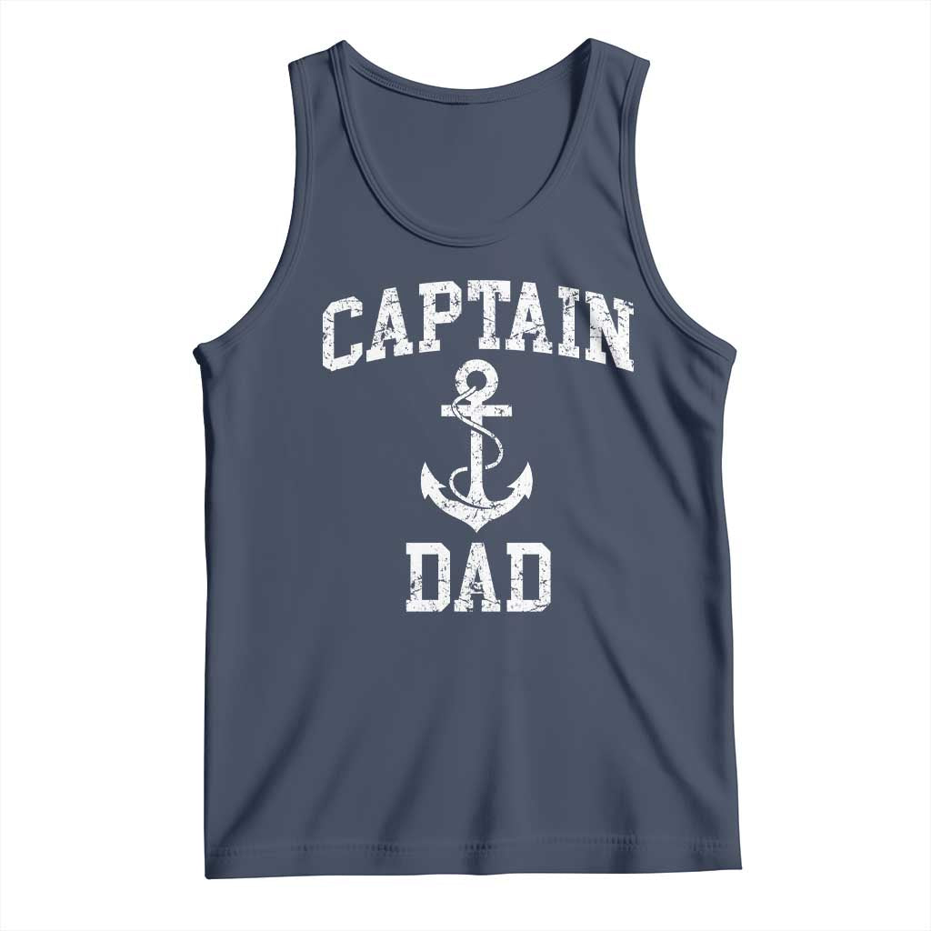 Captain Dad Tank Top Boat Pontoon Father Fishing Sailor TS11 Navy Print Your Wear