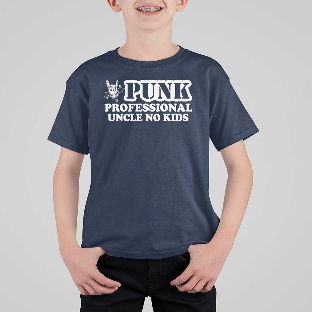 Funny Uncle T Shirt For Kid Professional Uncle No Kids Rock Hand Sign TS11 Navy Print Your Wear
