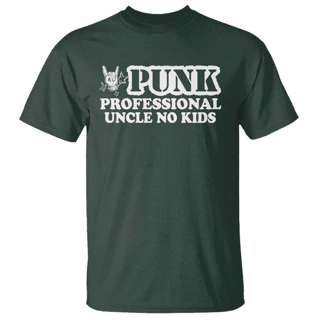 Funny Uncle T Shirt Professional Uncle No Kids Rock Hand Sign TS11 Dark Forest Green Print Your Wear