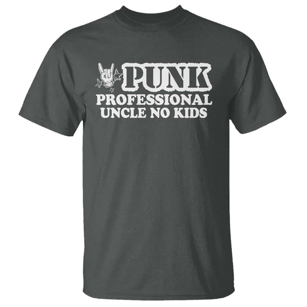 Funny Uncle T Shirt Professional Uncle No Kids Rock Hand Sign TS11 Dark Heather Print Your Wear