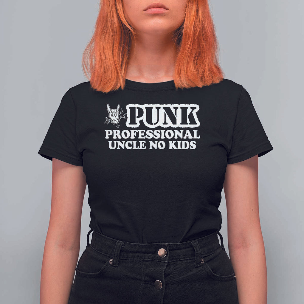 Funny Uncle T Shirt For Women Professional Uncle No Kids Rock Hand Sign TS11 Black Print Your Wear