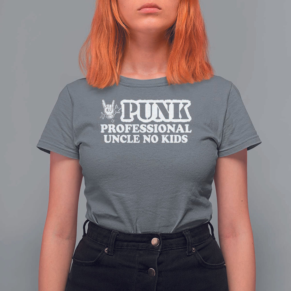 Funny Uncle T Shirt For Women Professional Uncle No Kids Rock Hand Sign TS11 Charcoal Print Your Wear