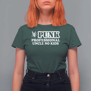 Funny Uncle T Shirt For Women Professional Uncle No Kids Rock Hand Sign TS11 Dark Forest Green Print Your Wear