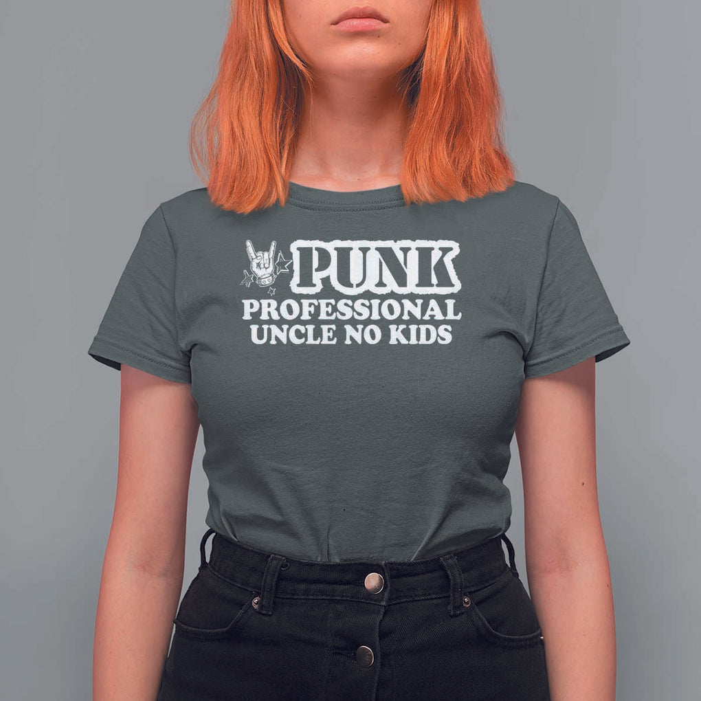 Funny Uncle T Shirt For Women Professional Uncle No Kids Rock Hand Sign TS11 Dark Heather Print Your Wear