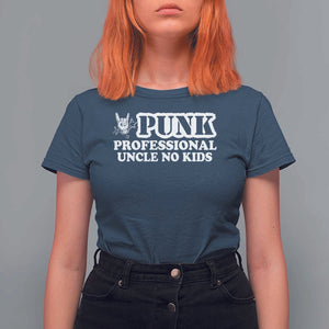 Funny Uncle T Shirt For Women Professional Uncle No Kids Rock Hand Sign TS11 Navy Print Your Wear