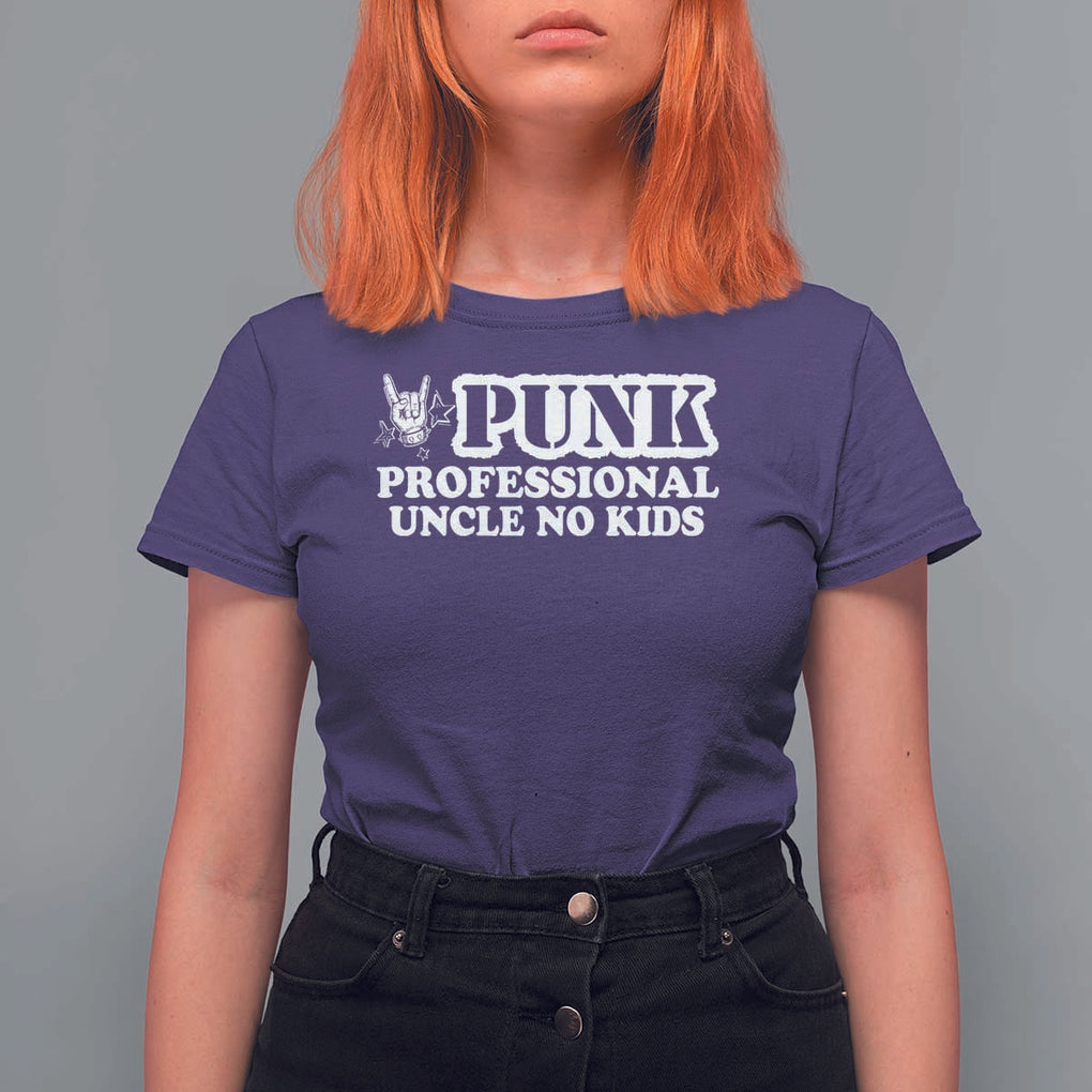 Funny Uncle T Shirt For Women Professional Uncle No Kids Rock Hand Sign TS11 Purple Print Your Wear