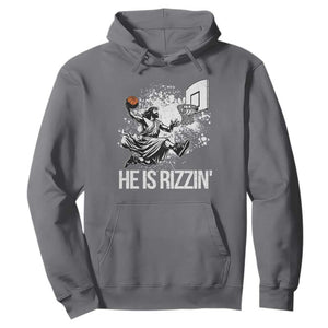 Funny Jesus Basketball Hoodie He Is Rizzin Sport Player Meme TS11 Charcoal Print Your Wear