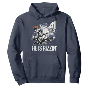 Funny Jesus Basketball Hoodie He Is Rizzin Sport Player Meme TS11 Navy Print Your Wear