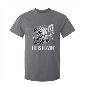 Funny Jesus Basketball T Shirt For Kid He Is Rizzin Sport Player Meme TS11 Charcoal Print Your Wear