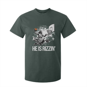 Funny Jesus Basketball T Shirt For Kid He Is Rizzin Sport Player Meme TS11 Dark Forest Green Print Your Wear