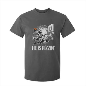 Funny Jesus Basketball T Shirt For Kid He Is Rizzin Sport Player Meme TS11 Dark Heather Print Your Wear