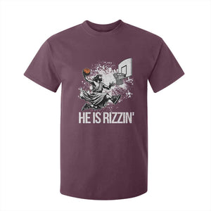 Funny Jesus Basketball T Shirt For Kid He Is Rizzin Sport Player Meme TS11 Maroon Print Your Wear