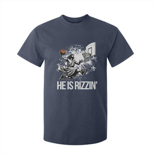 Funny Jesus Basketball T Shirt For Kid He Is Rizzin Sport Player Meme TS11 Navy Print Your Wear