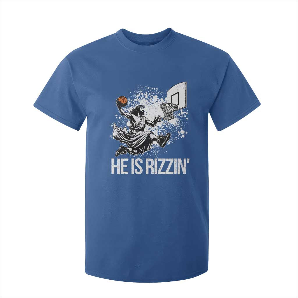 Funny Jesus Basketball T Shirt For Kid He Is Rizzin Sport Player Meme TS11 Royal Blue Print Your Wear
