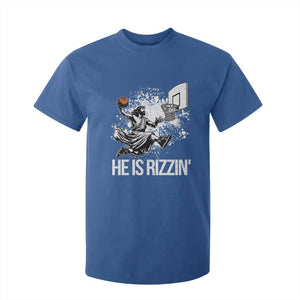 Funny Jesus Basketball T Shirt For Kid He Is Rizzin Sport Player Meme TS11 Royal Blue Print Your Wear
