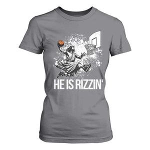 Funny Jesus Basketball T Shirt For Women He Is Rizzin Sport Player Meme TS11 Charcoal Print Your Wear