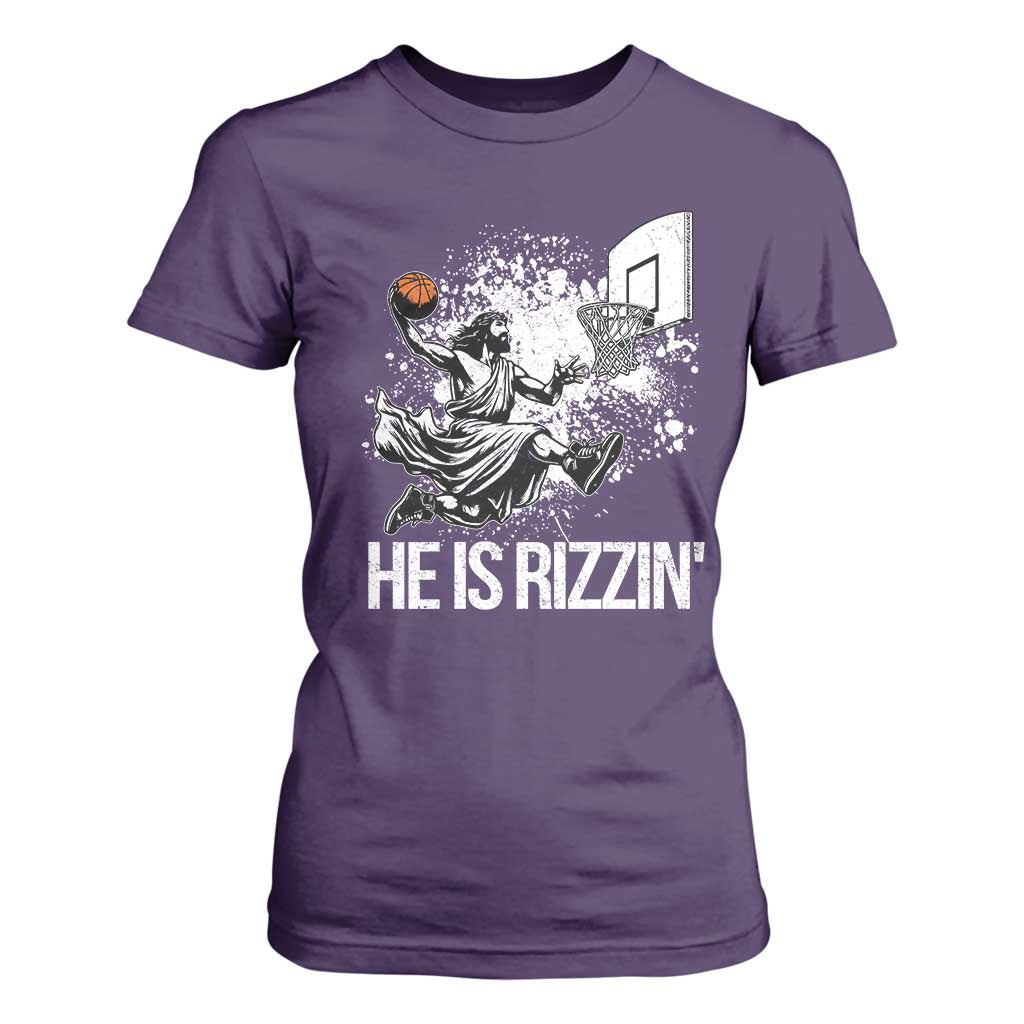 Funny Jesus Basketball T Shirt For Women He Is Rizzin Sport Player Meme TS11 Purple Print Your Wear