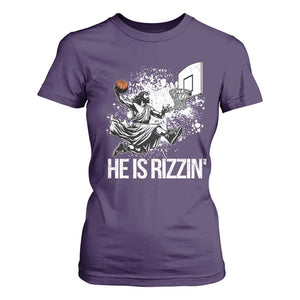 Funny Jesus Basketball T Shirt For Women He Is Rizzin Sport Player Meme TS11 Purple Print Your Wear