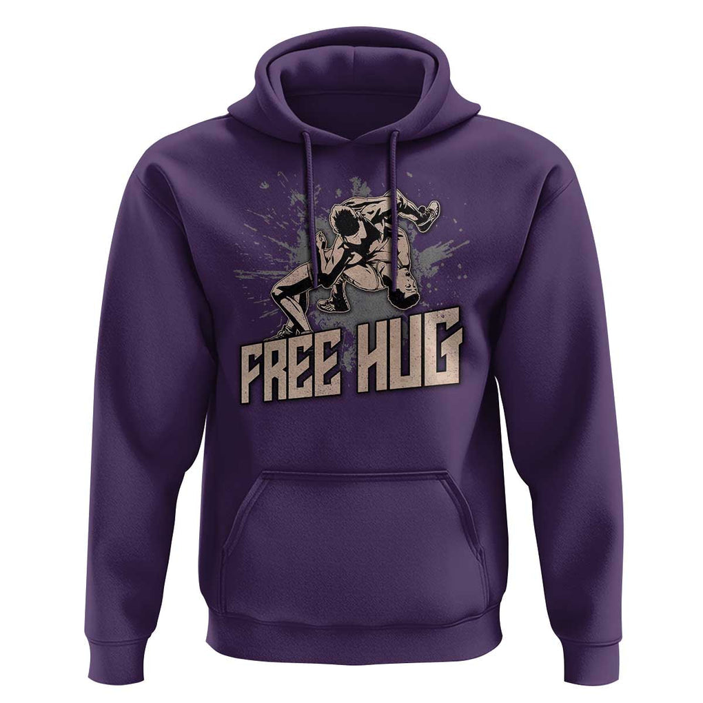 Funny Wrestling Hoodie Free Hug Vintage Wrestler TS11 Purple Print Your Wear