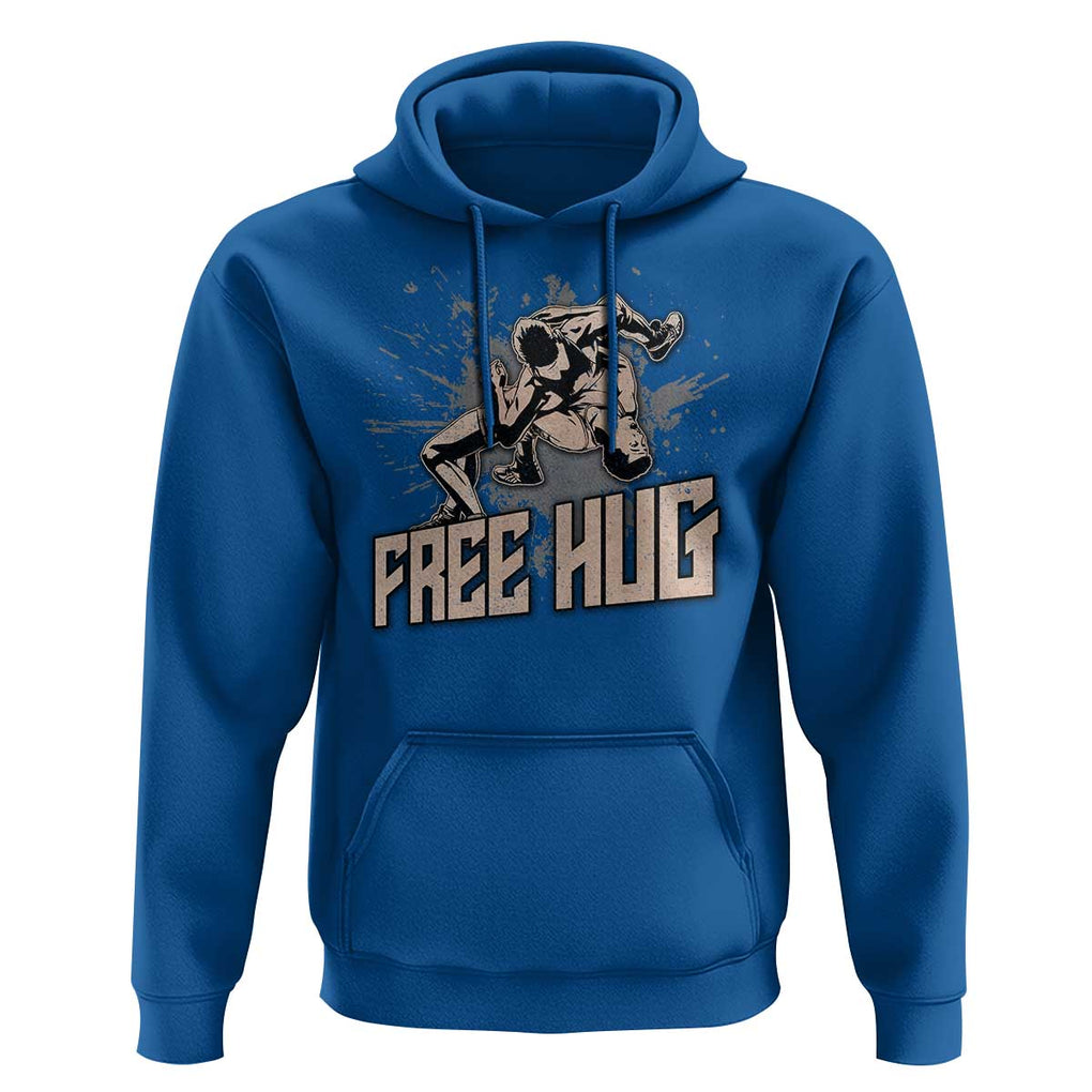 Funny Wrestling Hoodie Free Hug Vintage Wrestler TS11 Royal Blue Print Your Wear