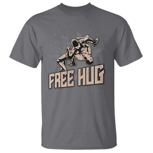 Funny Wrestling T Shirt Free Hug Vintage Wrestler TS11 Charcoal Print Your Wear