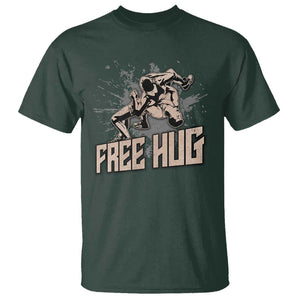 Funny Wrestling T Shirt Free Hug Vintage Wrestler TS11 Dark Forest Green Print Your Wear
