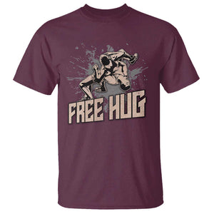 Funny Wrestling T Shirt Free Hug Vintage Wrestler TS11 Maroon Print Your Wear