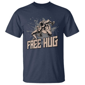 Funny Wrestling T Shirt Free Hug Vintage Wrestler TS11 Navy Print Your Wear