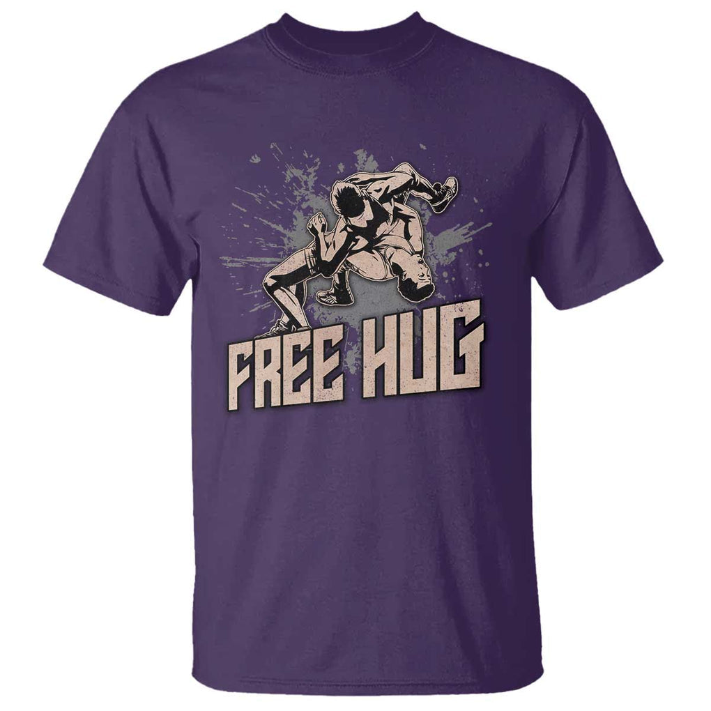 Funny Wrestling T Shirt Free Hug Vintage Wrestler TS11 Purple Print Your Wear