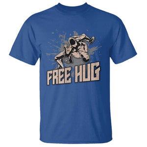 Funny Wrestling T Shirt Free Hug Vintage Wrestler TS11 Royal Blue Print Your Wear