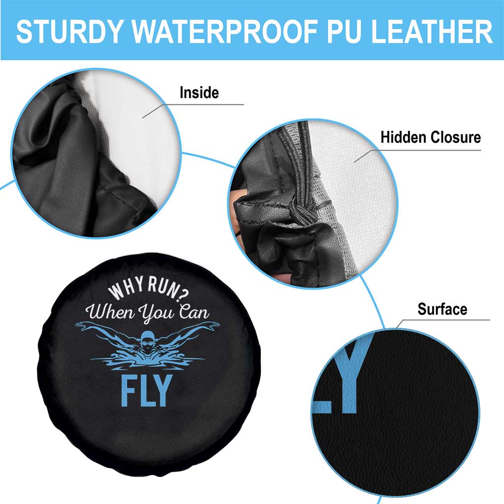 Funny Swimmer Spare Tire Cover Why Run When You Can Fly Pool Swimming Butterfly TS11 Print Your Wear